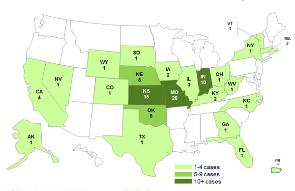 Persons infected with the outbreak strain of Salmonella Montevideo, by State