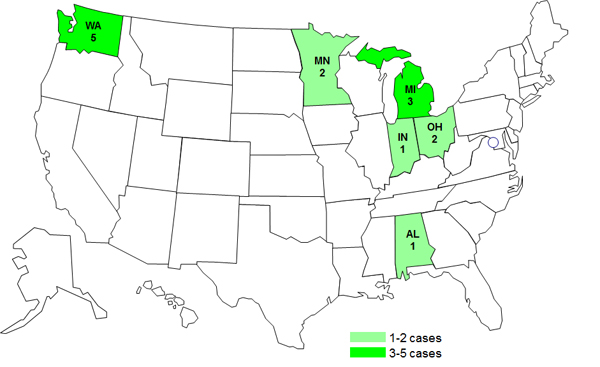 Persons infected with the outbreak strain of Salmonella Typhimurium, by State