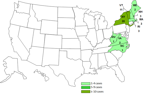 Persons infected with the outbreak strain of Salmonella Enteritidis, by State