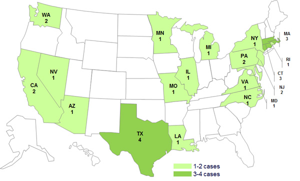 Persons infected with the outbreak strain of Salmonella Bredeney, by State as of September 24, 2012