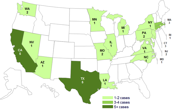 Persons infected with the outbreak strain of Salmonella Bredeney, by State