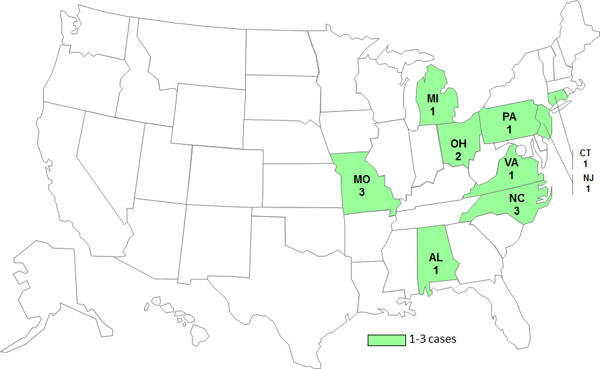 Persons infected with the outbreak strain of Salmonella Infantis, by State as of May 2, 2012