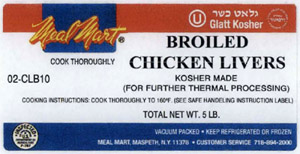 Kosher Broiled Chicken Livers Label