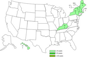 Infected with the Lab Strain of Salmonella Typhimurium, by state