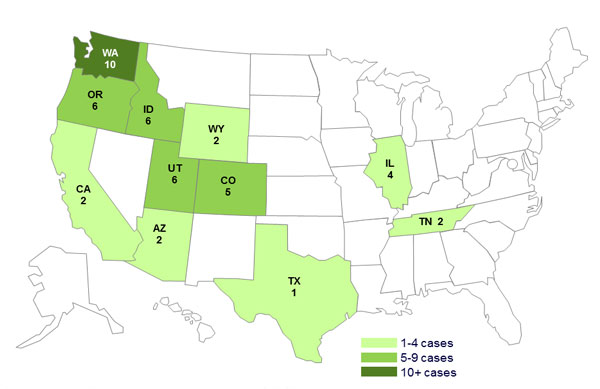 Persons infected with the outbreak strain of Salmonella Hadar, by State