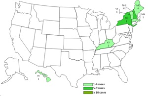 Infected with the Lab Strain of Salmonella Typhimurium, by state