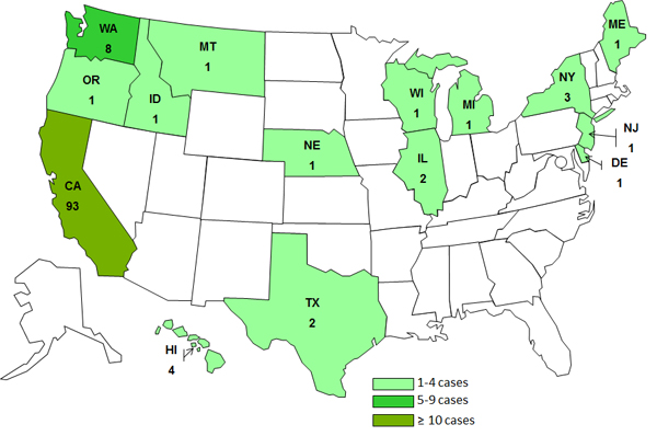 Persons infected with the outbreak strain of Salmonella Braenderup, by State