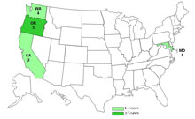 Infected with the outbreak strain of Salmonella Panama, by state