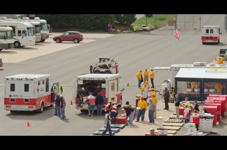 Hazleton, Pa., September 17, 2011 -- The Southern Baptist Convention prepares meals for the Red Cross to serve. The Red Cross has 25 vehicles delivering meals to survivors of tropical storm Lee. Photo by: Liz Roll/FEMA