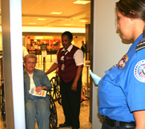 Passenger going through screening