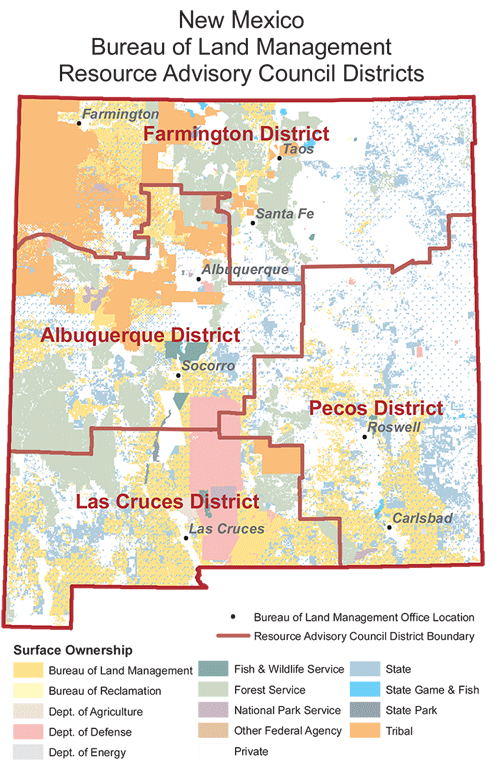 Map of New Mexico Resource Advisory Council Districts