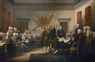 John Trumbull's 1818 painting of the signing of the Declaration of Indepence