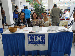 CDC Science Café Participants- Preeta Kutty, Araceli ray, and Carolyn Sein (EIS Officers)