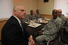Congressman Crowley with New York state servicemen serving in South Korea