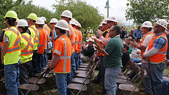 Workers applaud remarks