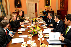 Secretary Clinton With Afghan Foreign Minister Rassoul