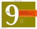 The 9 Criteria for Brand Essence (TM)