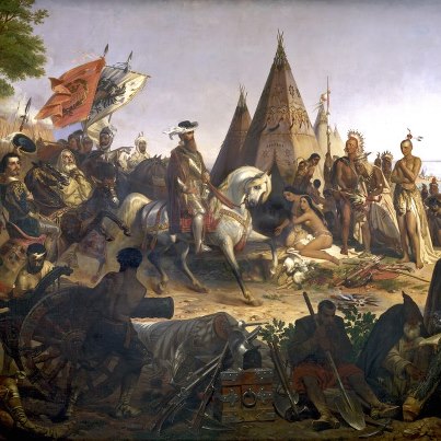 Photo: September 15 to October 15 is National Hispanic Heritage Month. View artwork featuring Hispanic people and culture at the U.S. Capitol: http://go.usa.gov/rhVQ  
Pictured: 1853 painting in Rotunda entitled "Discovery of the Mississippi by De Soto."