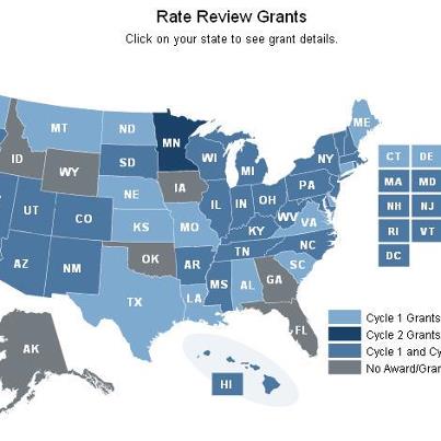 Photo: Rate Review Grants Map: http://www.healthcare.gov/law/resources/grants/index.html