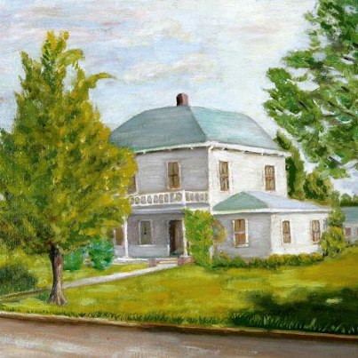 Photo: In honor of DDE’s birthday the #ArtifactoftheMonth is DDE's oil painting of his @AbileneKS boyhood home!