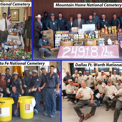 Photo: How many people can 8,120.1 lbs. of food feed?  We don’t know exactly, but that’s the amount the National Cemetery Administration (NCA) collected for the 2012 National Feds Feed Families Campaign.  Staff efforts resulted in 6,988 lbs. of food being collected from NCA field offices and 1,132.1 lbs. from VA Central Office.  The campaign, now in its fourth year, led by the Chief Human Capital Offices Council (CHCO) and several federal agencies, provides donations to replenish food banks across the Nation.