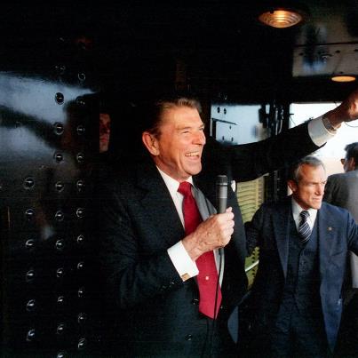 Photo: Audience: 4 more years! 4 more years! 4 more years!
President Reagan: All right. [Laughing] Okay, you talked me into it. [Laughter] – From President Reagan’s	Whistlestop Campaign Tour of Ohio, Oct 12 1984