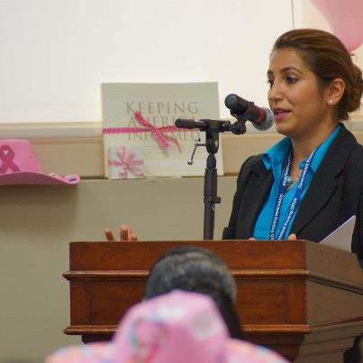Photo: Dr. Negar Golesorkhi discusses breast health with GPO employees.