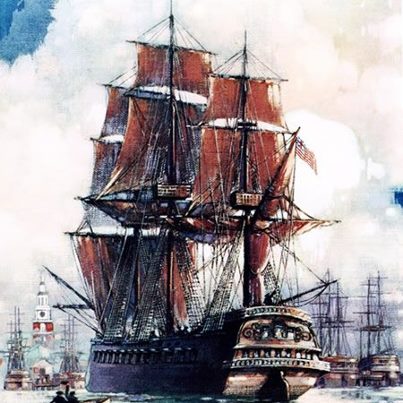 Photo: USS Alfred, (1775-1778), flagship of America's first Navy Squadron.   Artwork by Al Mattal.  Courtesy of the Cochrane Collection.   Lithograph of painting.   NHHC Photograph Collection, NH 92721-KN (Color).

To read more about the Continental Ship Alfred, please click here:
http://www.history.navy.mil/danfs/a/alfred.htm