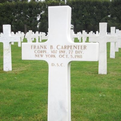 Photo: Remembering World War I: Corpl. Frank B. Carpenter of the 307th Infantry Regiment, 77th Division died October 5, 1918 while directing fire against enemy machine guns during the Meuse-Argonne campaign of World War I. Ordering his squad to take cover, Corpl. Carpenter continued firing until his death. 

It was the 307th Infantry Regiment that had the task of moving against the reformed enemy lines, in an effort to help the Lost Battalion that was trapped behind enemy lines.