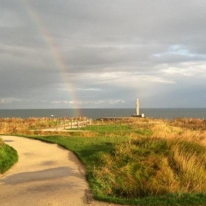 Photo: A rainbow fills the sky this moring at Pointe du Hoc, the famous site where U.S. Army Rangers scaled the 100-foot cliffs on D-Day.