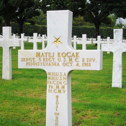 Photo: Remembering World War I: Sgt. Matej Kocak, a 36-year-old immigrant from Egbell, Austria, died on the battlefield on October 4, 1918 during the Meuse-Argonne campaign of World War I. After joining the United States Marine Corps in 1907, he served in various campaigns throughout the world. 

Sgt. Kocak distinguished himself in combat near Soissons, France after taking several enemy machine gun positions alone without supporting fire, and eventually resorting to his bayonet. He survived that day and later saw combat in the battle of Saint Mihiel and the Marne.  As a member of the 5th USMC Regiment, 2nd Division, he was killed during the battle for Blanc Mont, near Sommepy, France.