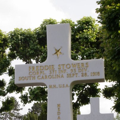 Photo: Today, we remember Freddie Stowers. 
Corporal, The U.S. Army
371st Infantry Regiment, 93rd Division  
Entered the Service from: South Carolina
Died: September 28, 1918
Buried at: Plot F, Row 36, Grave 40
Meuse-Argonne American Cemetery
Romagne, France 
Awards: Medal of Honor