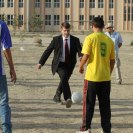 Photo: On October 11, the Embassy’s Coordinating Director for Rule of Law and Law Enforcement (CDROLLE), Ambassador Stephen McFarland, attended a soccer clinic and scrimmage for students at Asef Mayel High School in the Qalay-e-Nazer area of Kabul.