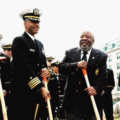 Photo: On October 10, 1845 The United States Naval Academy opened in Annapolis, Maryland. This photo from the collection of the National Archives shows the first African-American Commandant Captain Bruce Grooms Shovel in hand standing with Retired USN Lieutenant Commander Wesley Brown who was the was the first African American graduate of the U.S. Naval Academy at the groundbreaking ceremony of the Wesley Brown Field House at the US Naval Academy, at Annapolis, Maryland, 03/25/2006 ARC Identifier 6695628 Item from Record Group 330: Records of the Office of the Secretary of Defense, 1921 - 2008