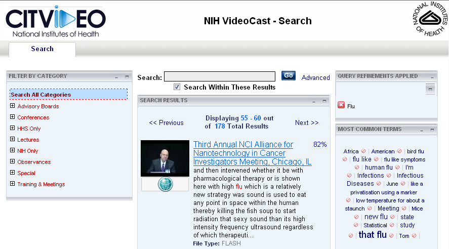 The new VideoCast intelligent search engine