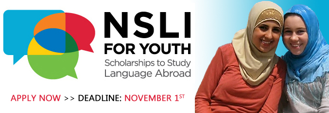 National Security Language Initiative for Youth - Deadline: November 1st