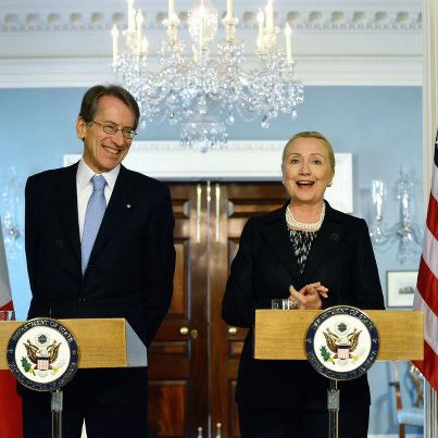 Photo: U.S. Secretary of State Hillary Rodham Clinton and Italian Foreign Minister Giulio Terzi di Sant'Agata address reporters after their bilateral meeting at the U.S. Department of State in Washington, D.C., October 12, 2012. [State Department photo/ Public Domain]