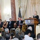 Photo: U.S. Secretary of State Hillary Rodham Clinton delivers remarks at the World Food Program-USA Awards Ceremony at the U.S. Department of State in Washington, D.C., October 3, 2012. [State Department photo/ Public Domain]