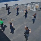 Photo: 121008-N-NN926-025

121008-N-NN926-025 GULF OF ADEN (Oct. 8, 2012) U.S. Sailors practice self-defense techniques during a Ship's Reaction Force Basic training course aboard the amphibious transport dock ship USS New York (LPD 21). New York is part of the Iwo Jima Amphibious Ready Group with the embarked 24th Marine Expeditionary Unit and is deployed in support of maritime security operations and theater security cooperation efforts in the U.S. 5th Fleet area of responsibility. (U.S. Navy photo by Mass Communication Specialist 2nd Class Zane Ecklund/Released)