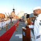 Photo: 121012-N-ZO696-200

Petty Officer 1st Class Phillip Hamilton strikes nine bells in honor the U.S. Navy’s past and future during the 237th Navy birthday celebration on board the Battleship Wisconsin Oct 12.