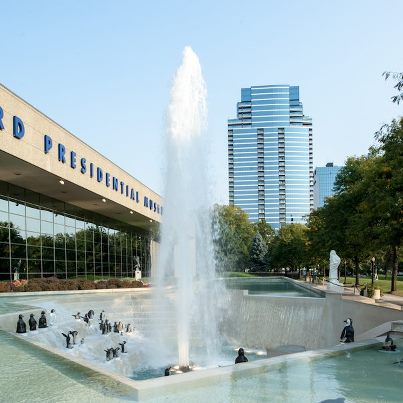 Photo: No, those are not real penguins in the fountain! They’re a work of art, just one of the 24 pieces that are currently installed at the Gerald R. Ford Presidential Museum in Grand Rapids, Michigan, as part of ArtPrize 2012. Check them out before the contest closes on October 7!