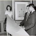 Photo: King of Thailand Viewing Facsimiles of Early Siamese Treaty with Pat Steffing and Third Archivist of the United States Dr. Grover, 1960 (ARC 3493259)