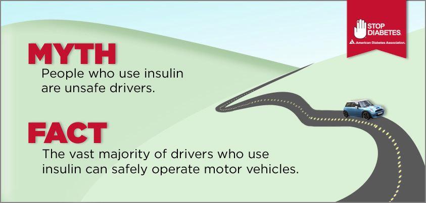 Photo: Time for Fact Check Friday! We’re debunking common myths about diabetes each week. Please share this eye-opening fact with everyone you know! To learn more about safety behind the wheel with diabetes, visit http://bit.ly/UTxQBr.