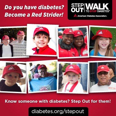 Photo: Red Striders are the reason we walk and raise money to Stop Diabetes through our Step Out events. If you have diabetes, be sure to mark the Red Strider box when you register for your local Step Out. You’ll receive a free recognition gift!

Register now! http://bit.ly/RedStrider