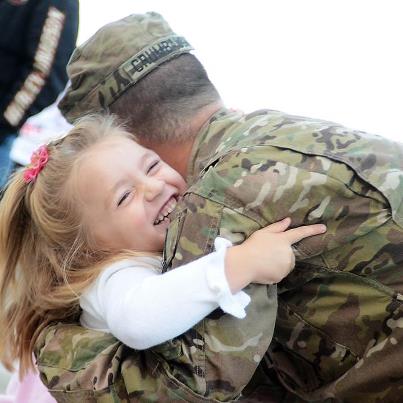Photo: For service members in the United States Air Force, United States Army, United States Marine Corps, or United States Navy, spending time away from your family is pretty much guaranteed. That doesn't make it any easier though. 

Spc. Crumbaugh, 125 infantry, Michigan Army National Guard, is welcomed home by his daughter after a year long tour in Afghanistan, on 28 September, 2012.
