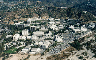 Aerial view of JPL's main facility near Los Angeles