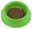 pet food in a green bowl