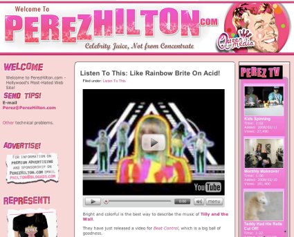 Screenshot of Perez Hilton website