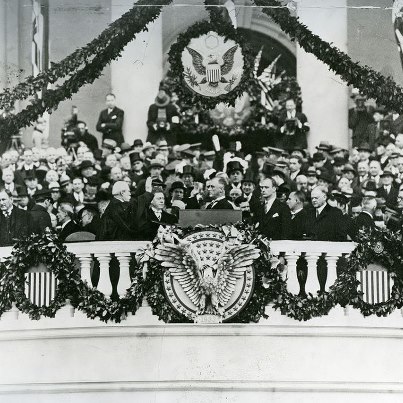 Photo: This inauguration ceremony for Franklin D. Roosevelt was held on March 4, 1933. It was the last ceremony to be held in March. All subsequent inaugurals have been held in January.

Photo from the Architect of the Capitol