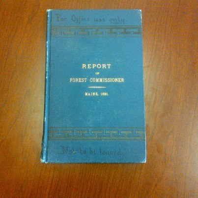 Photo: A book in the Chief Ranger's Office - Report of the Forest Commissioner from 1891.